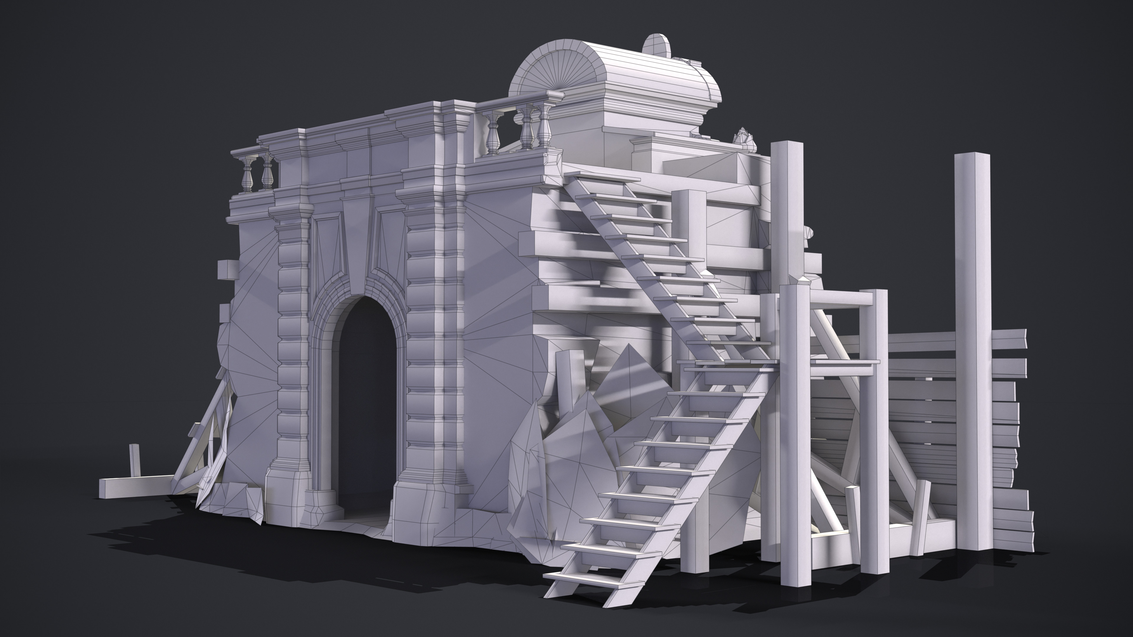 Old Portal Castle Low-poly 3D model_11