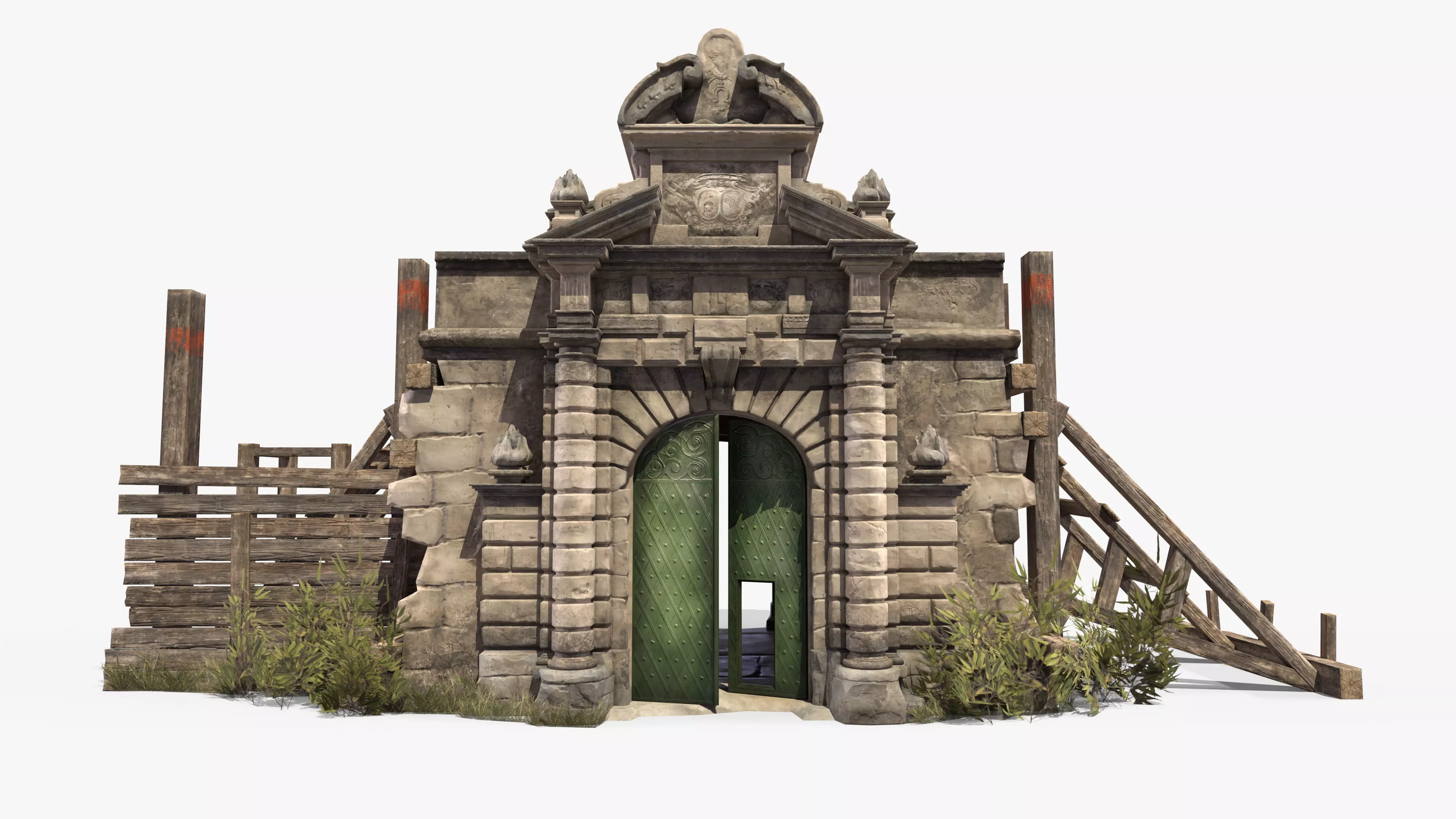 Old Portal Castle Low-poly 3D model_0