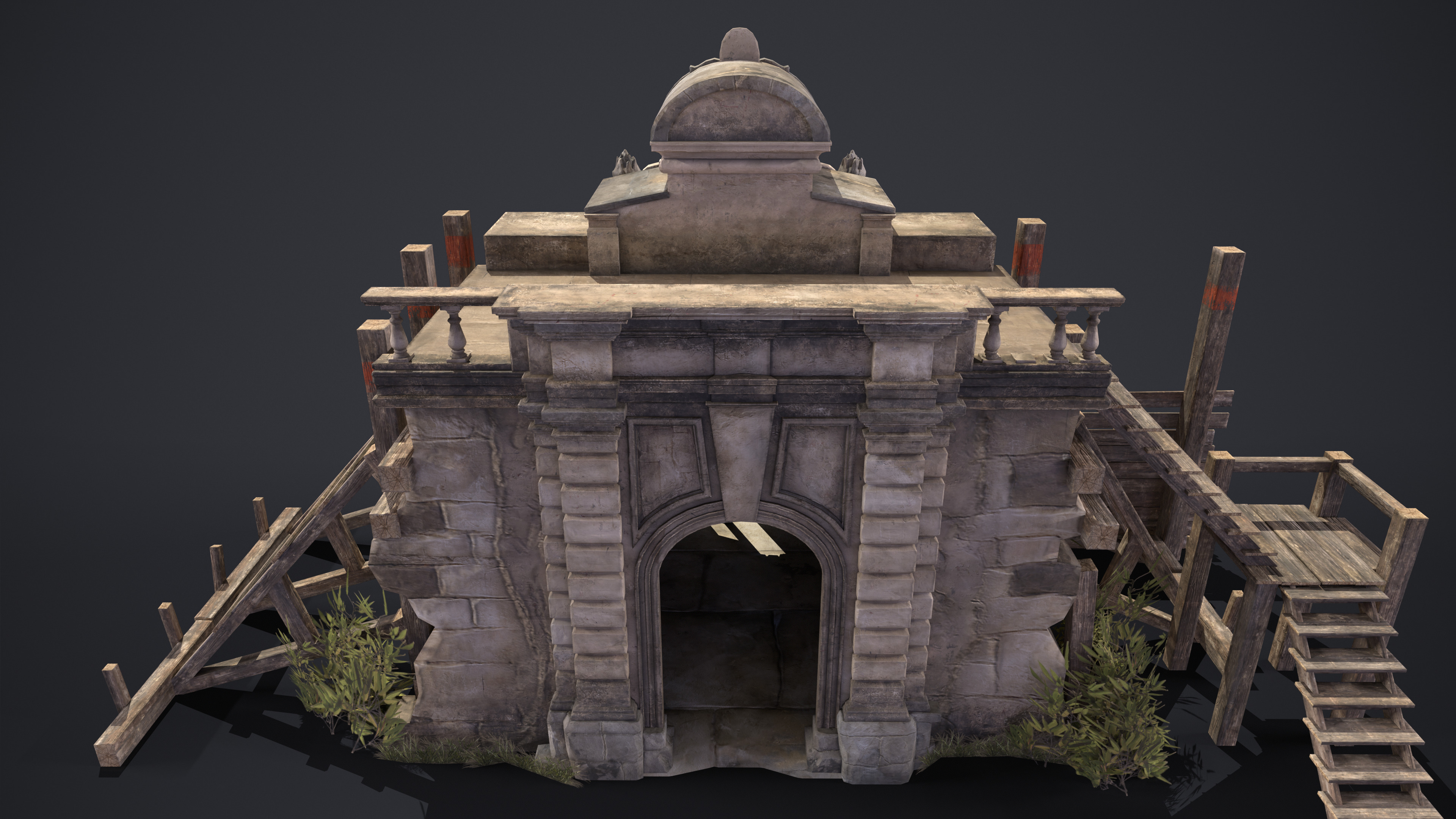 Old Portal Castle Low-poly 3D model_4