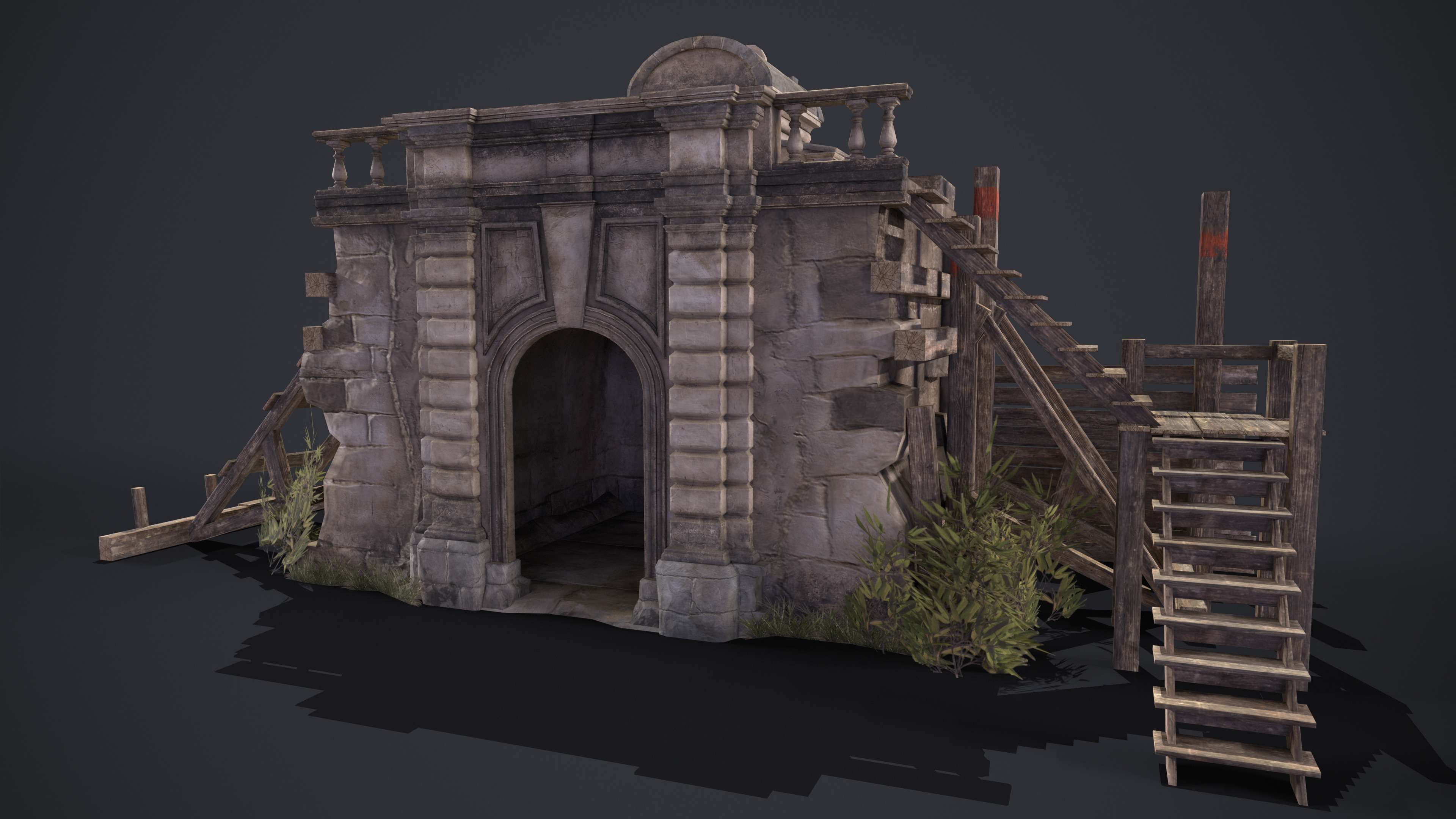 Old Portal Castle Low-poly 3D model_3
