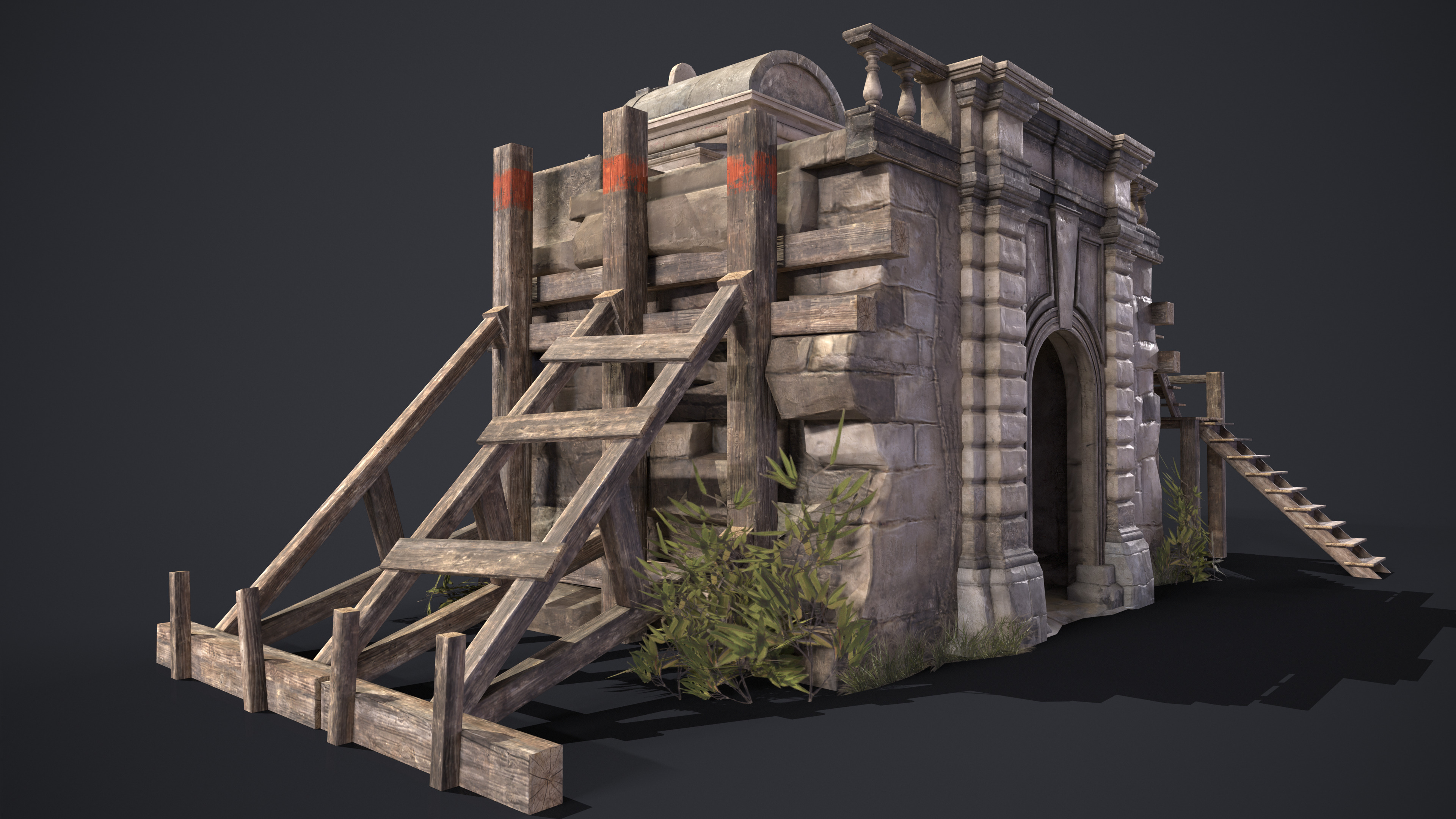 Old Portal Castle Low-poly 3D model_5