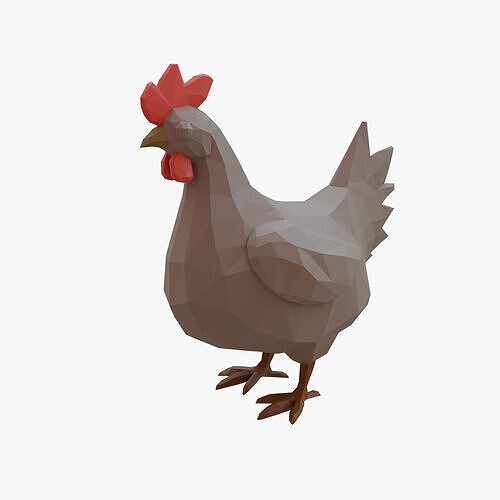 Hen low poly Low-poly 3D model