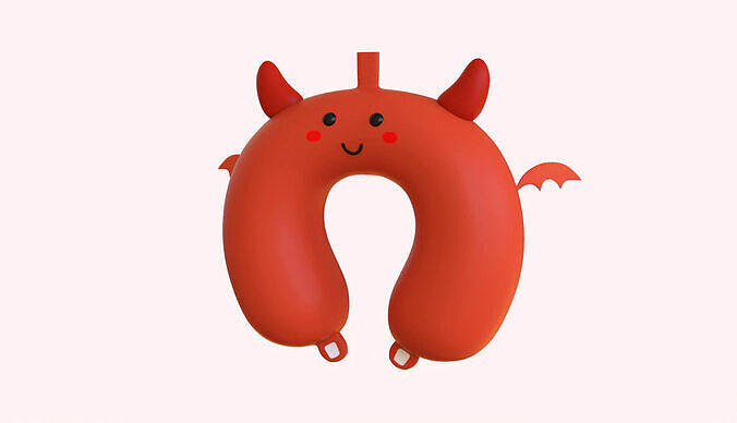 Cartoon Devil U-Shaped Neck Pillow Low-poly 3D model