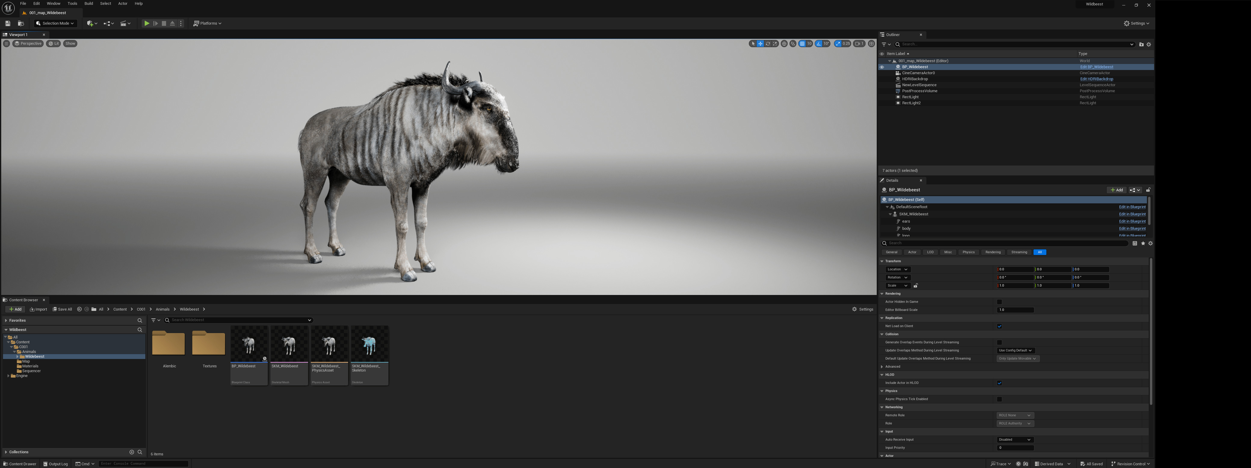 Wildebeest RIG UNREAL project  Maya base rig 3D model_13