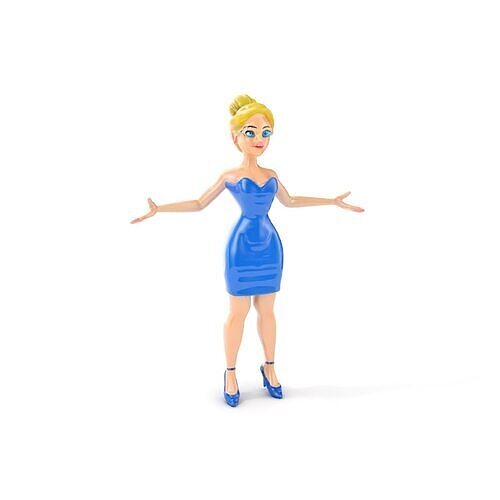 Elegant Evening Lady D Model  Rigged and Animated Low-poly 3D model
