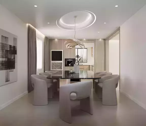 Modern High End Villa  Living Room Kitchen Dining Bathroom