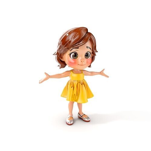 Animated Cute Girl in Yellow Dress  Fully Rigged and Animated Low-poly 3D model