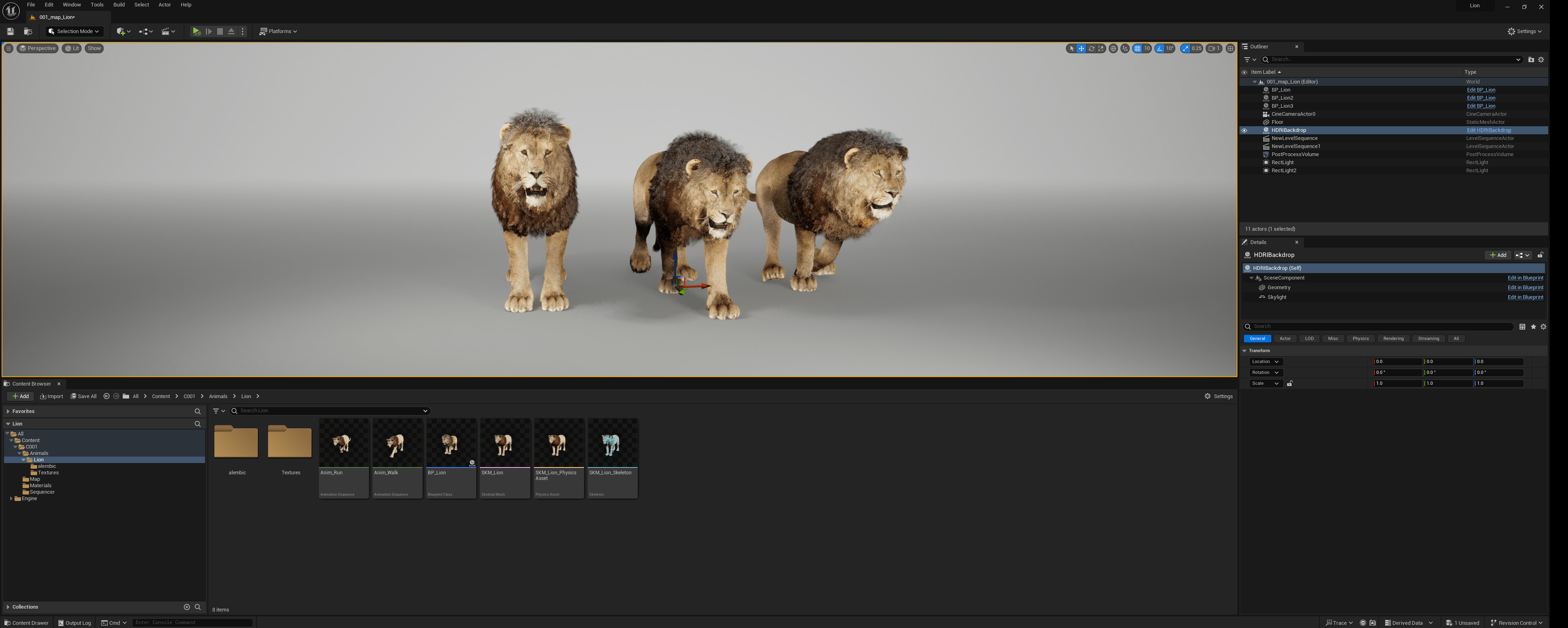 Lion Animated FUR UNREAL project Maya base rig 3D model_11