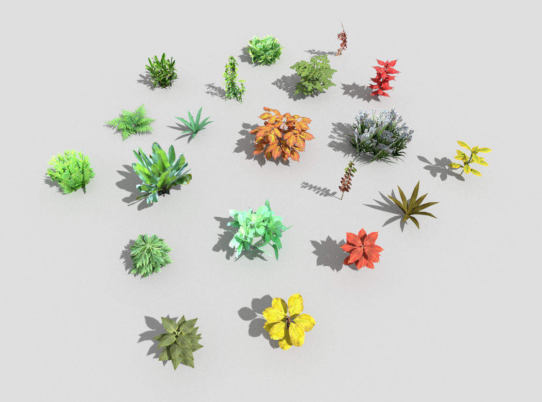 low poly foliage pack Low-poly 3D model_3