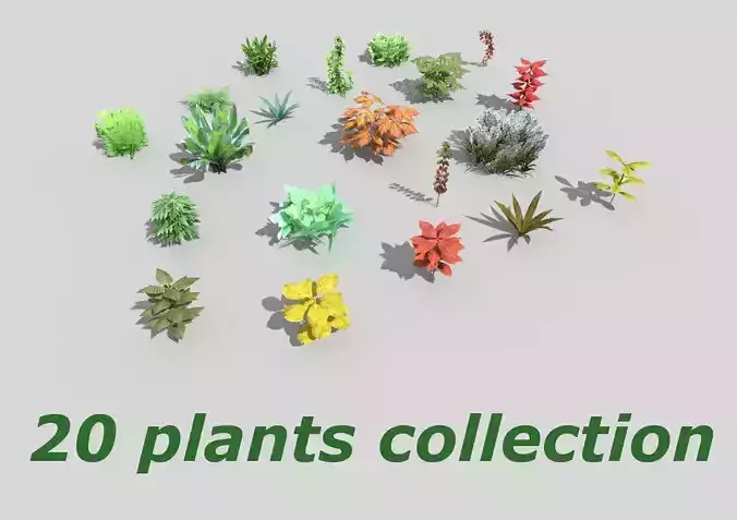 low poly foliage pack Low-poly 3D model