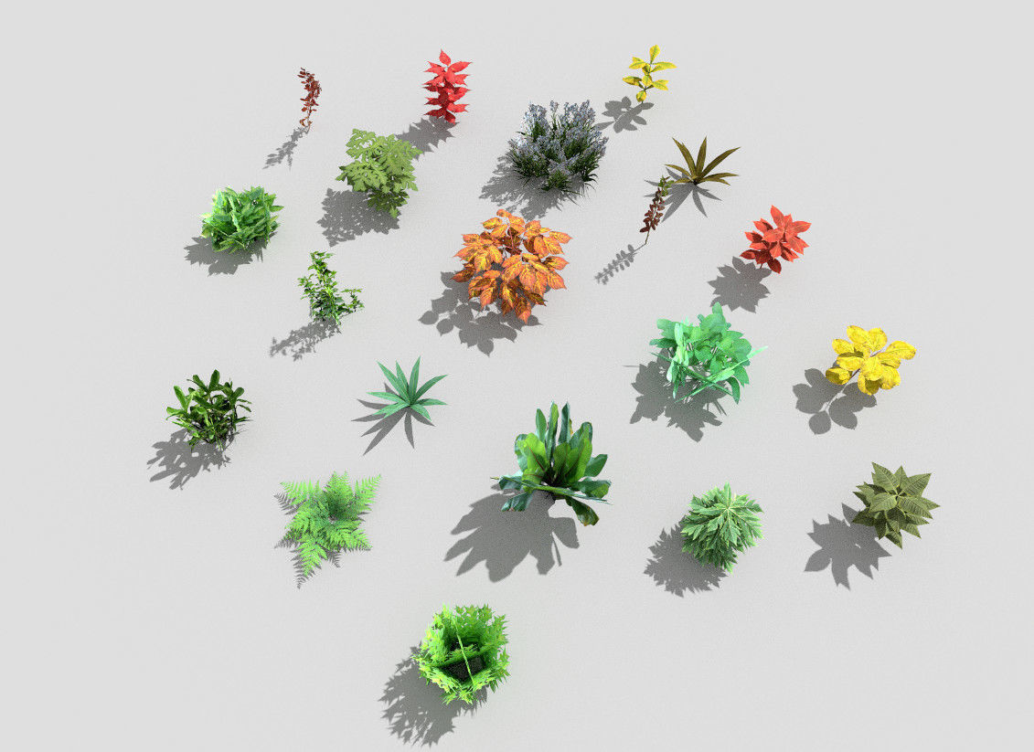 low poly foliage pack Low-poly 3D model_4