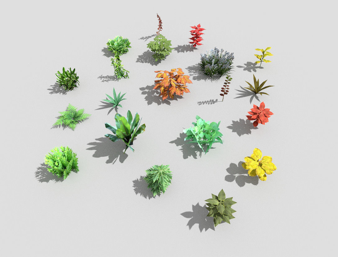 low poly foliage pack Low-poly 3D model_1