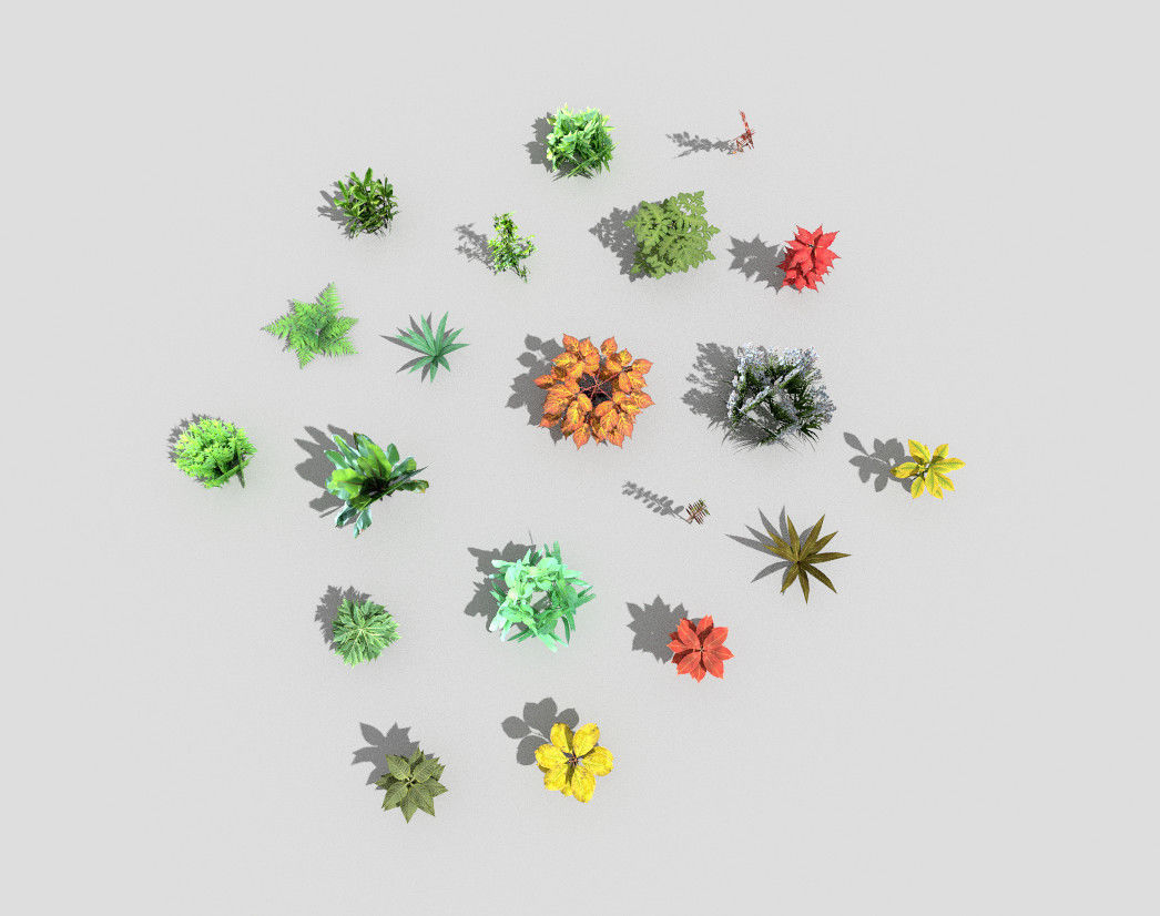 low poly foliage pack Low-poly 3D model_2
