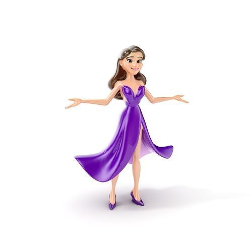 Elegant Evening Gown Character Rigged and Animated Low-poly 3D model