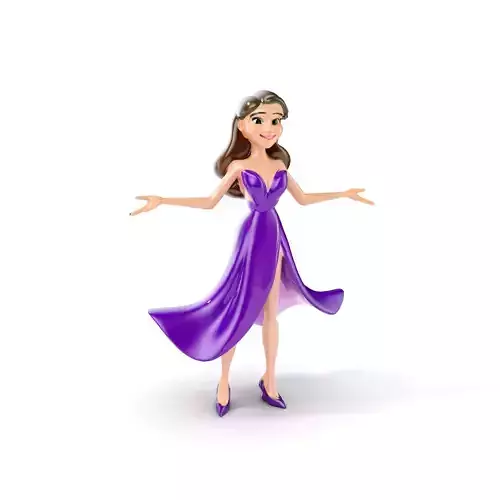 Elegant Evening Gown Character Rigged and Animated