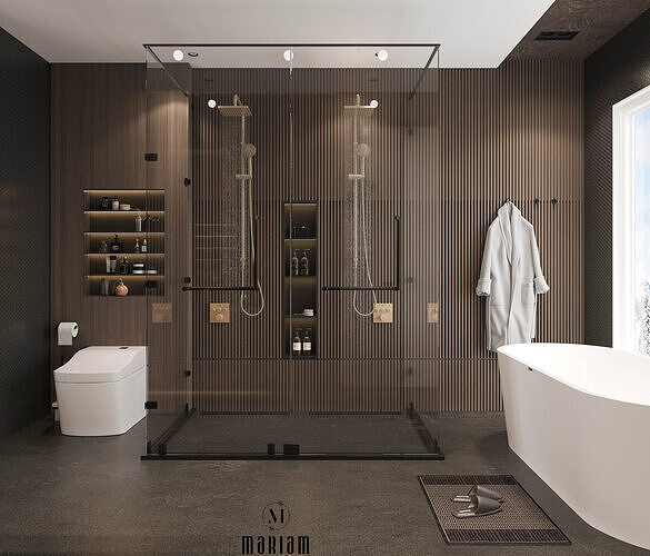 Dark Luxury Bathroom Dressing Room Interior  3D model