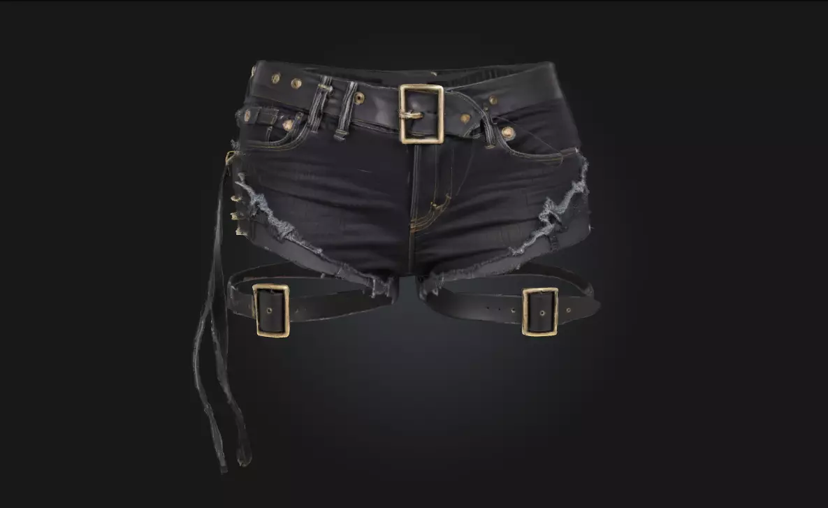 Edgy Denim Straps Bold Fashion Accessory 3D model