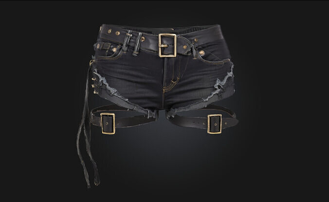 Edgy Denim Straps Bold Fashion Accessory  3D model