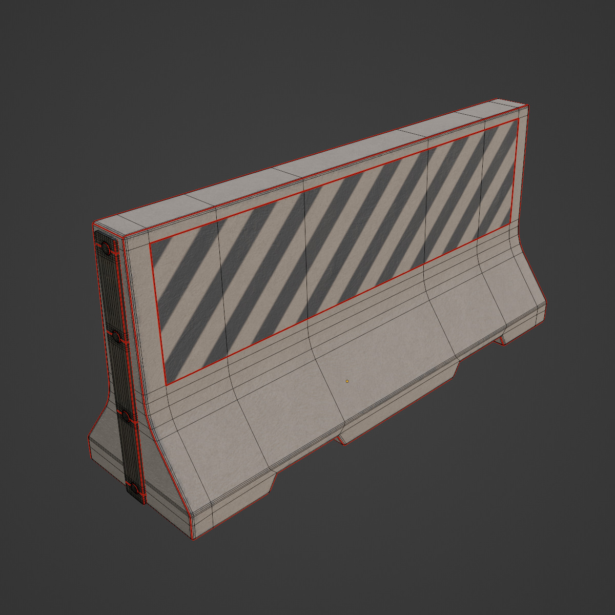 Large Concrete Barrier 05 Low-poly 3D model_7