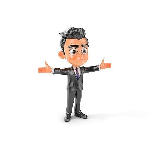 Businessman Character Model Rigged and Animated Low-poly 3D model