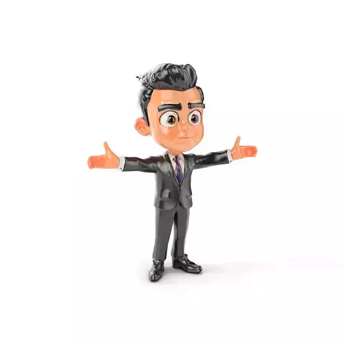Businessman Character Model Rigged and Animated Low-poly 3D model