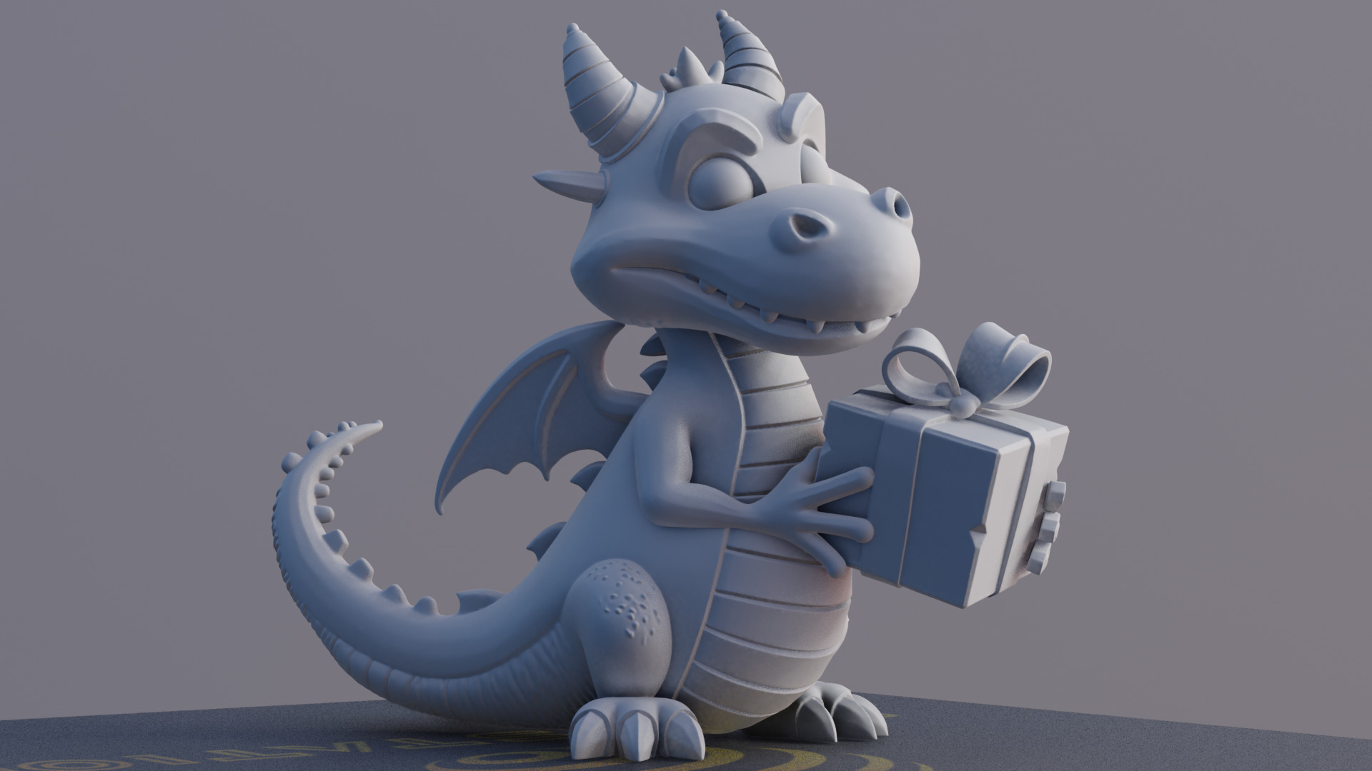 Cute Dragon Christmas Model with Gift 3D print model_16