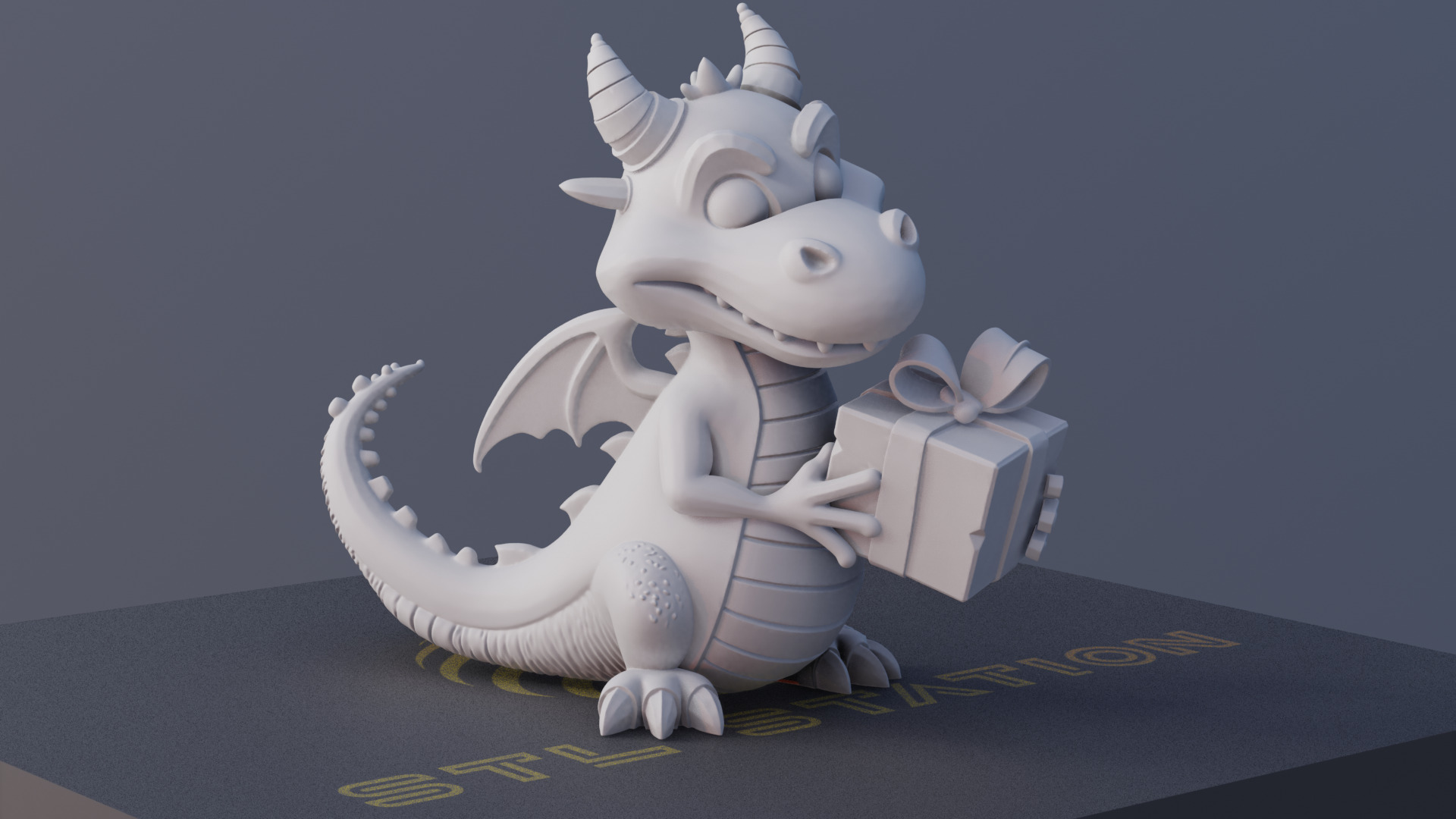 Cute Dragon Christmas Model with Gift 3D print model_21