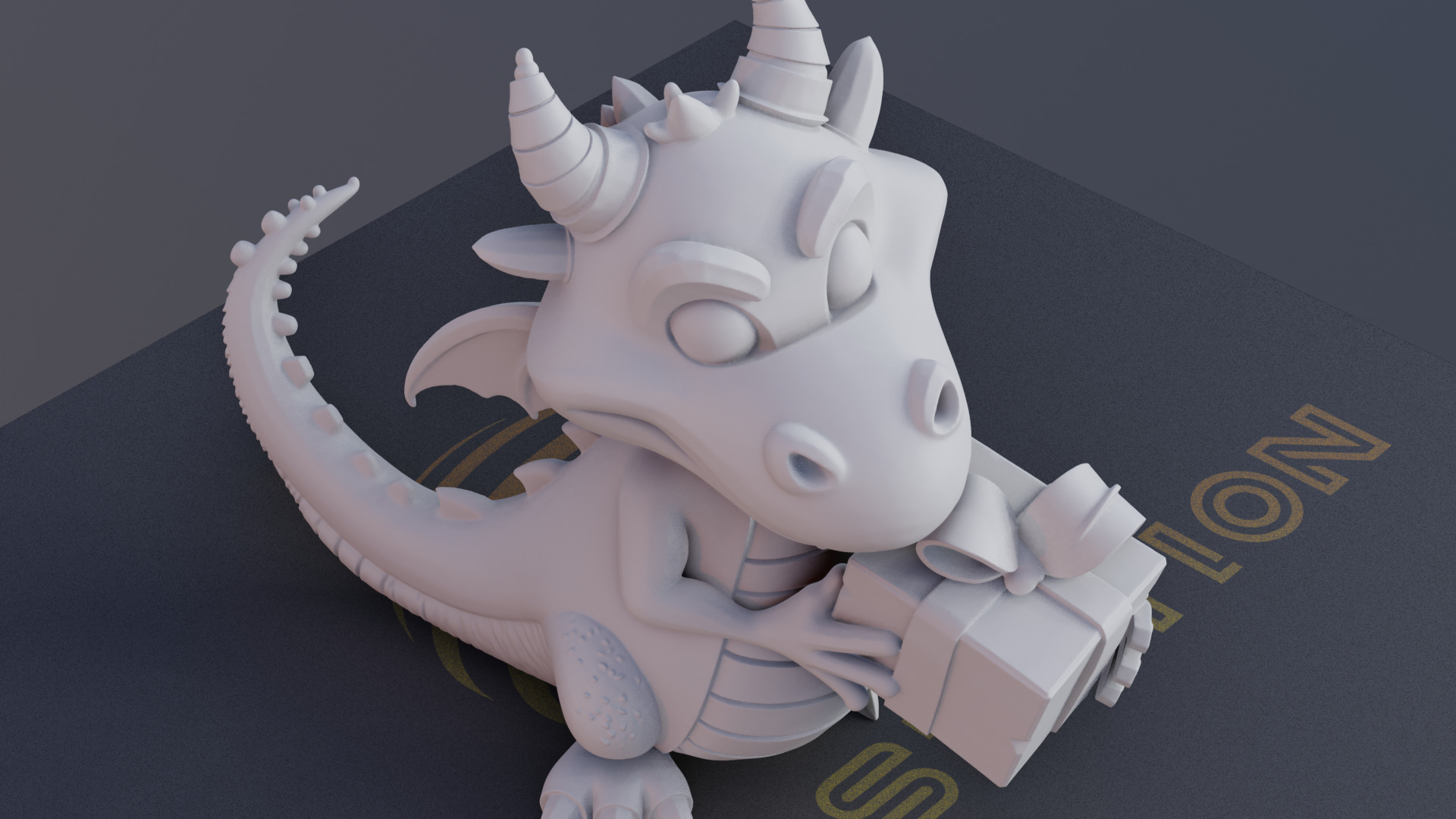 Cute Dragon Christmas Model with Gift 3D print model_19