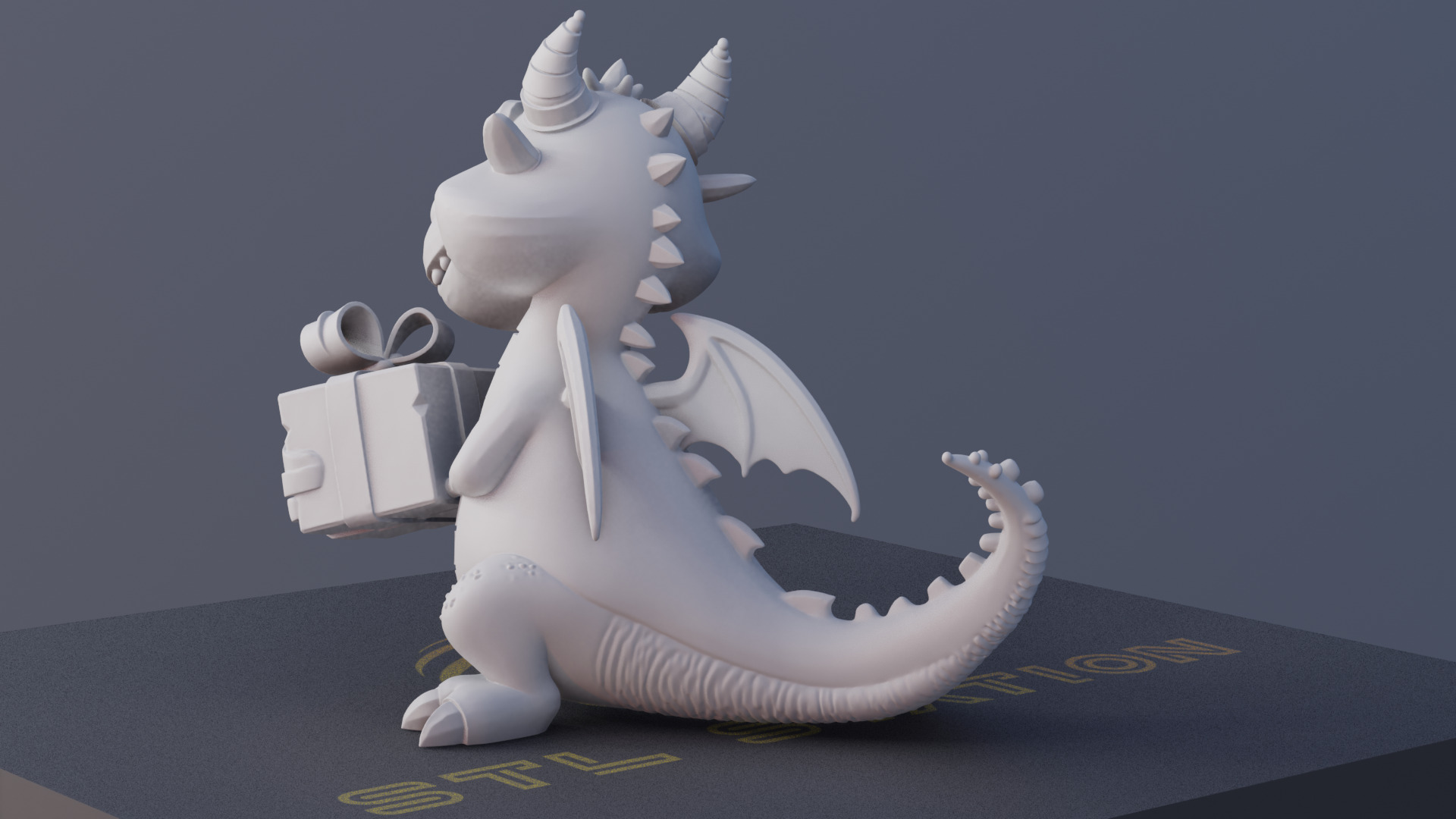Cute Dragon Christmas Model with Gift 3D print model_8