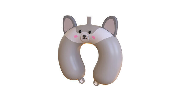 Cartoon Wolf U-Shaped Neck Pillow Low-poly 3D model