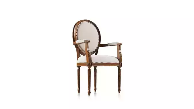 Wooden Caspean Round Back Arm Rest Chair 3D model