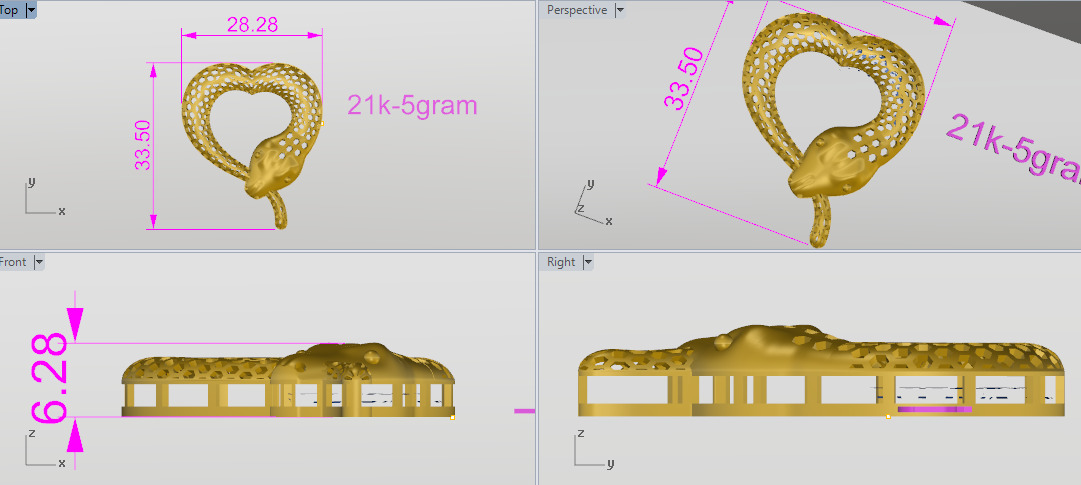 snake pendant 3D print model_3