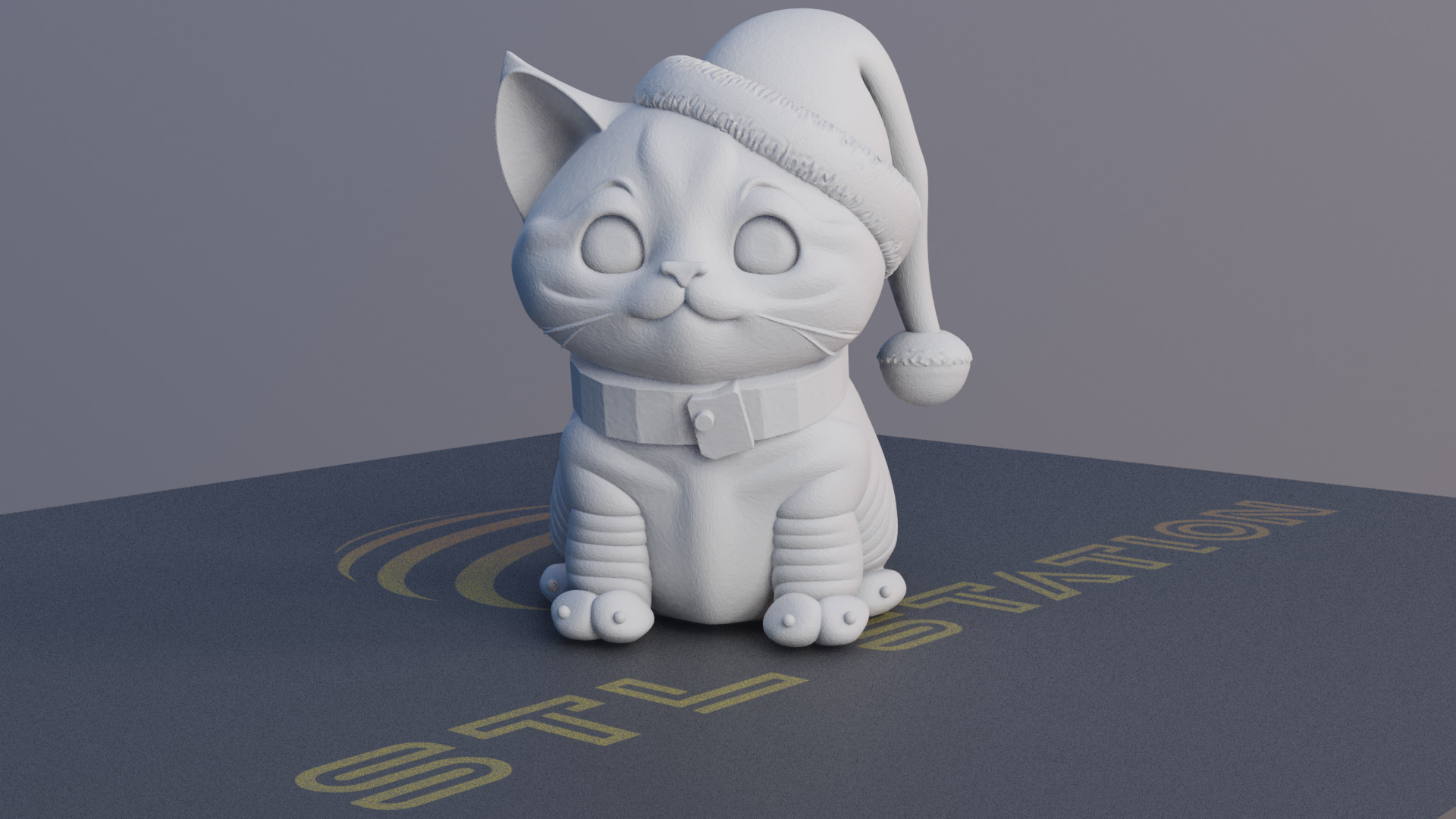 Festive Cat 3D Printable Christmas Cat Model with Santa Hat 3D print model_1