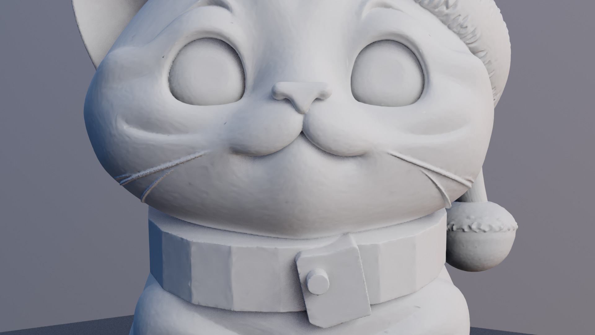 Festive Cat 3D Printable Christmas Cat Model with Santa Hat 3D print model_9