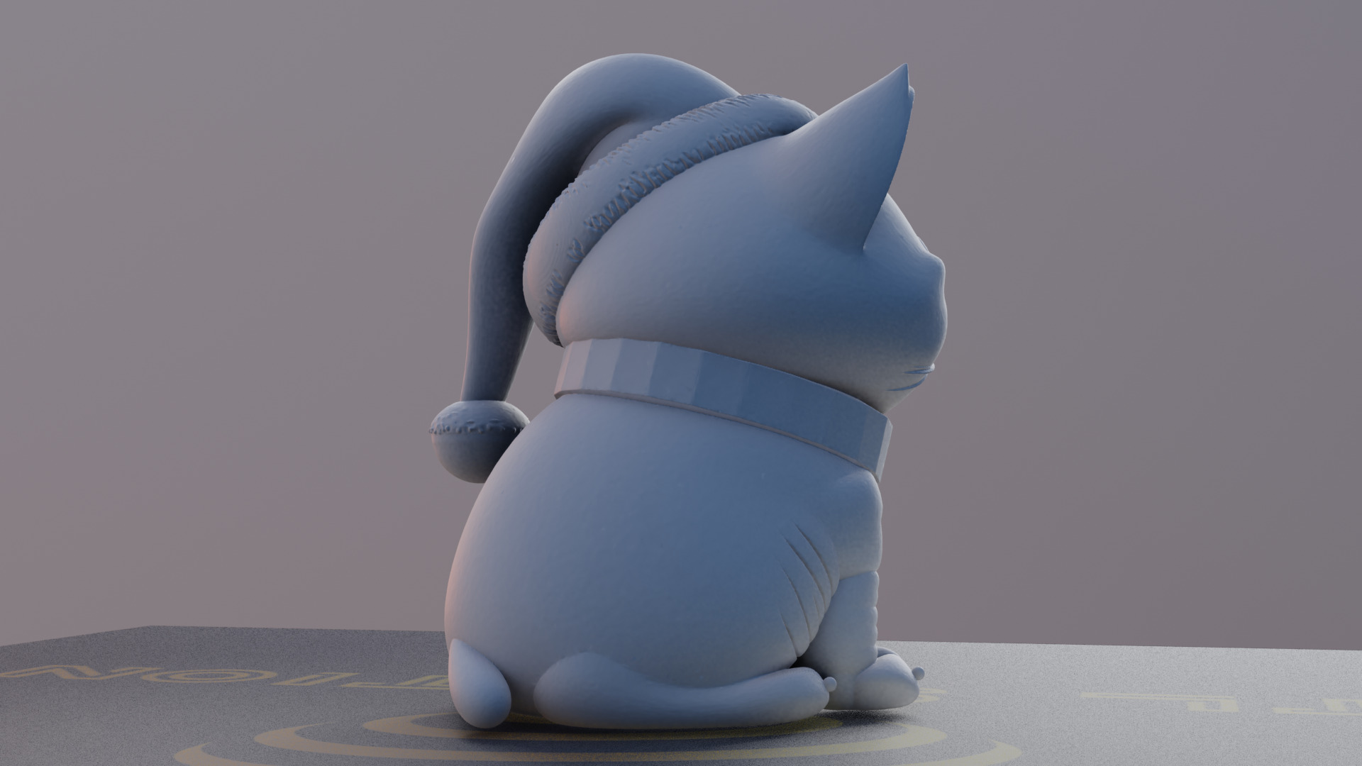 Festive Cat 3D Printable Christmas Cat Model with Santa Hat 3D print model_2