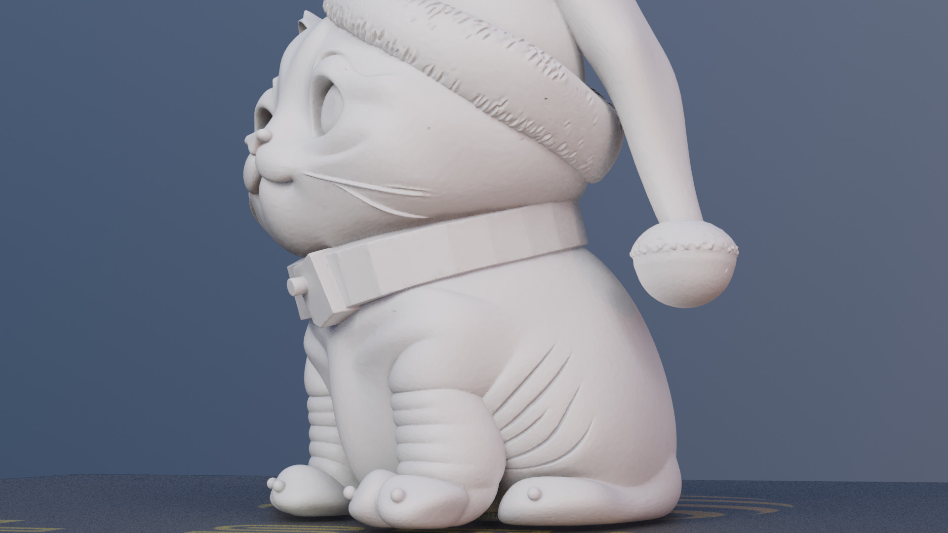 Festive Cat 3D Printable Christmas Cat Model with Santa Hat 3D print model_11