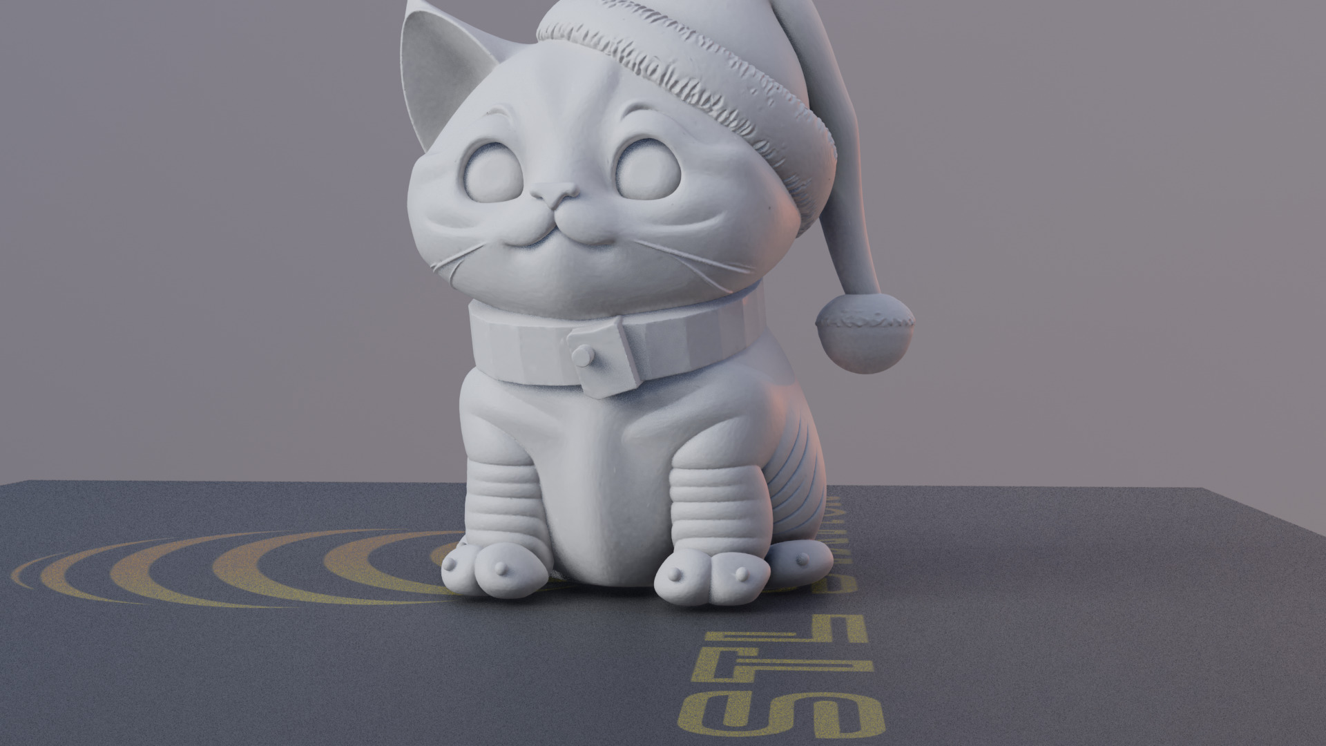 Festive Cat 3D Printable Christmas Cat Model with Santa Hat 3D print model_6