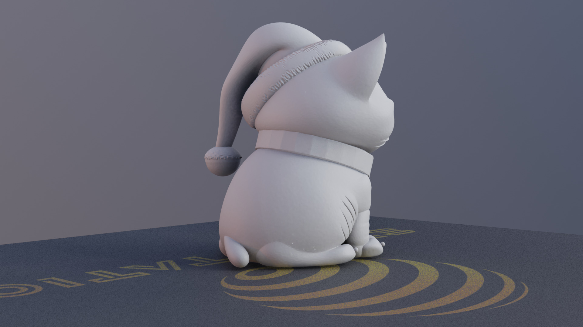 Festive Cat 3D Printable Christmas Cat Model with Santa Hat 3D print model_7