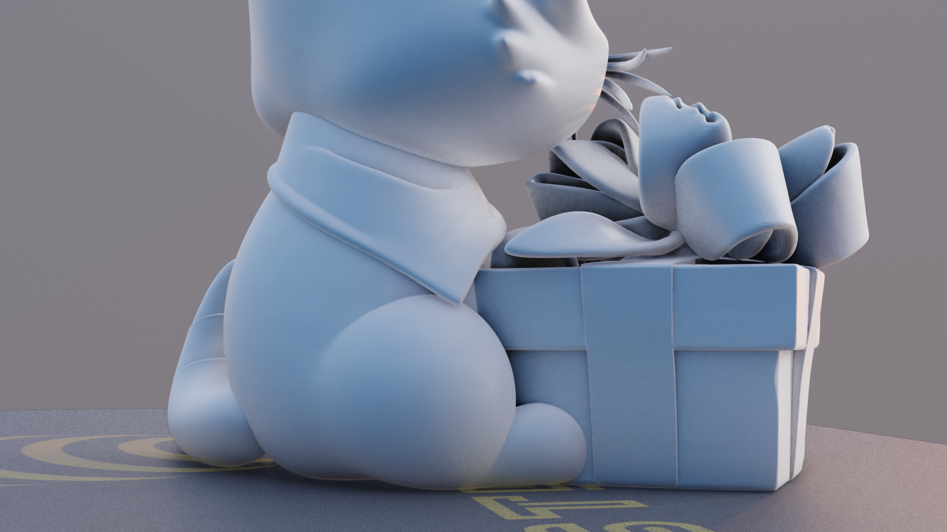 Gift Meow 3D Printable Cat Holding Christmas Present 3D print model_12