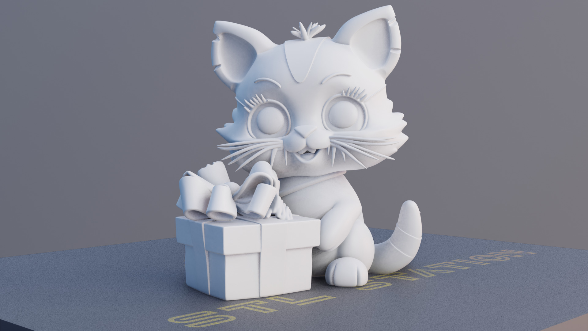 Gift Meow 3D Printable Cat Holding Christmas Present 3D print model_1