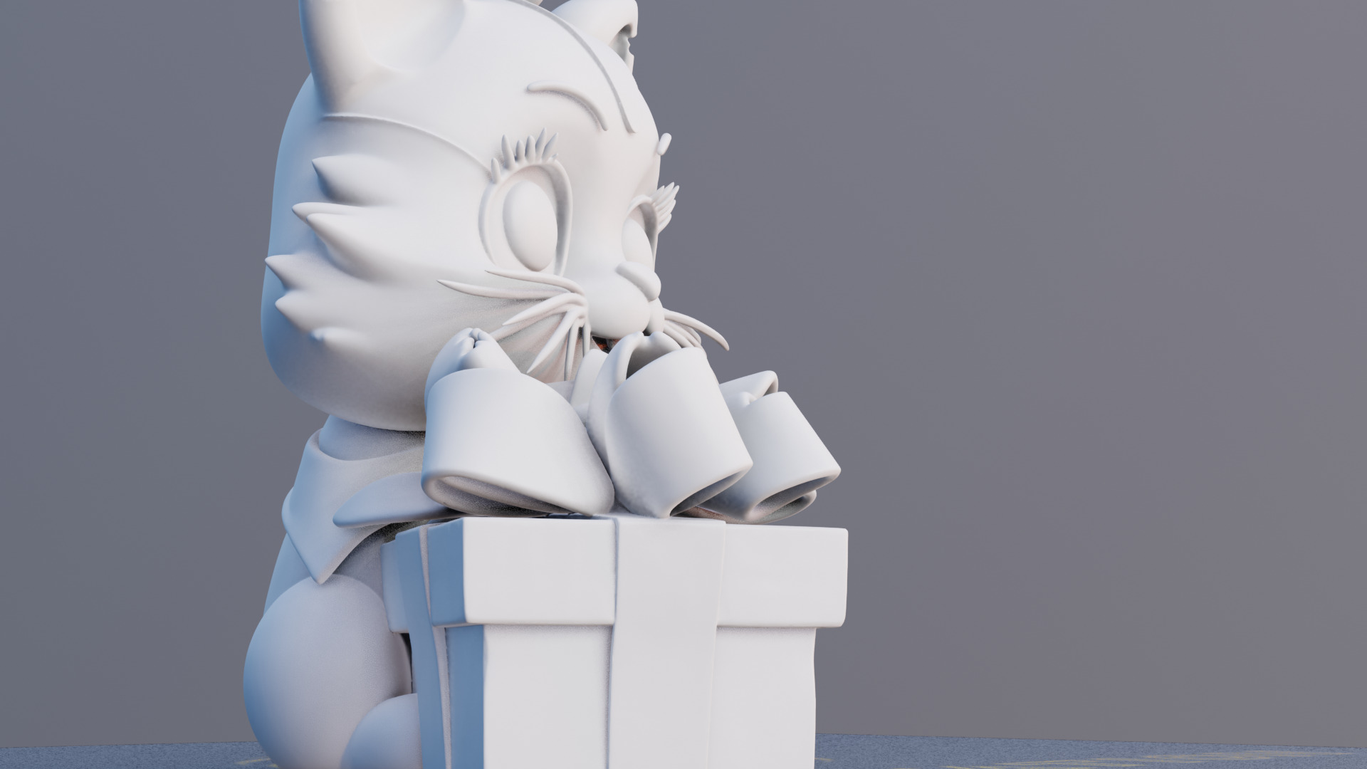 Gift Meow 3D Printable Cat Holding Christmas Present 3D print model_6