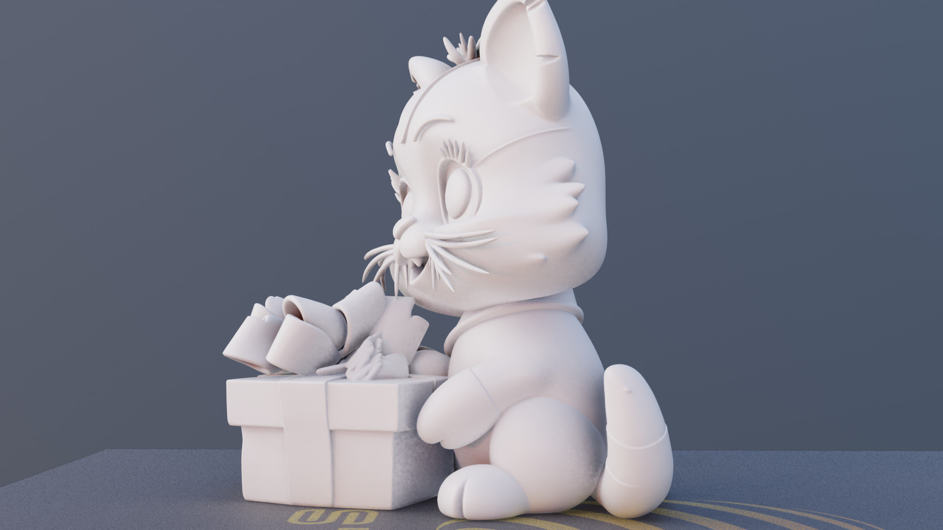 Gift Meow 3D Printable Cat Holding Christmas Present 3D print model_5