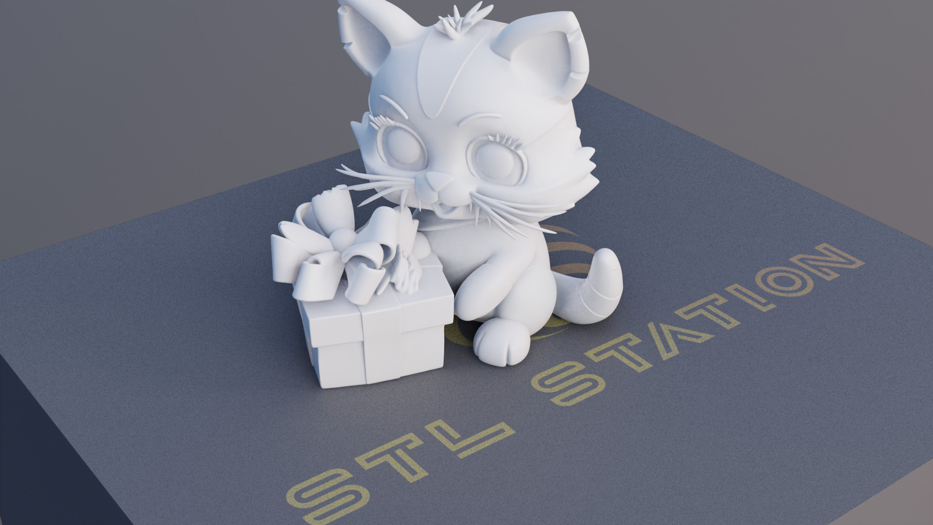 Gift Meow 3D Printable Cat Holding Christmas Present 3D print model_7