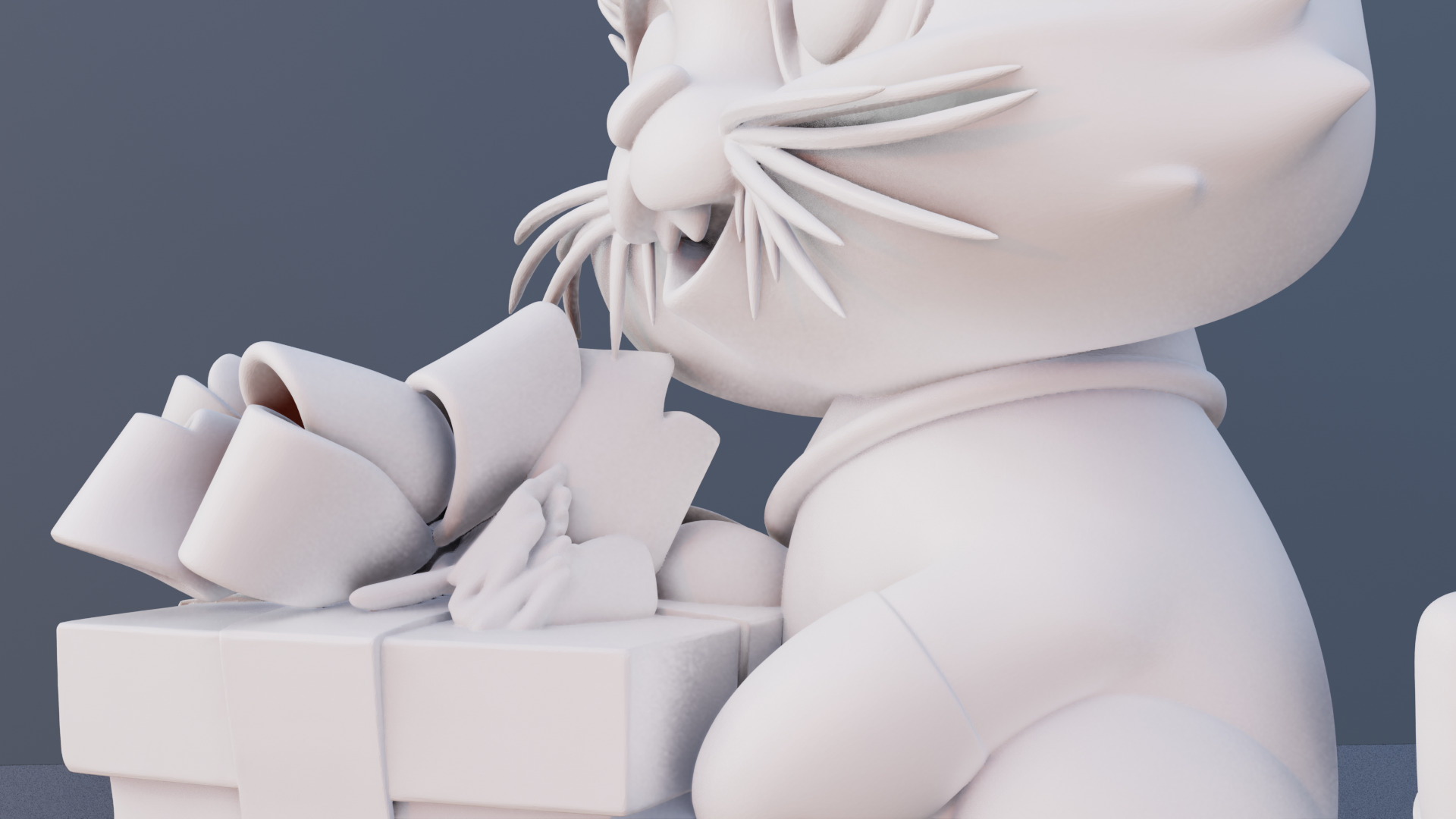 Gift Meow 3D Printable Cat Holding Christmas Present 3D print model_9