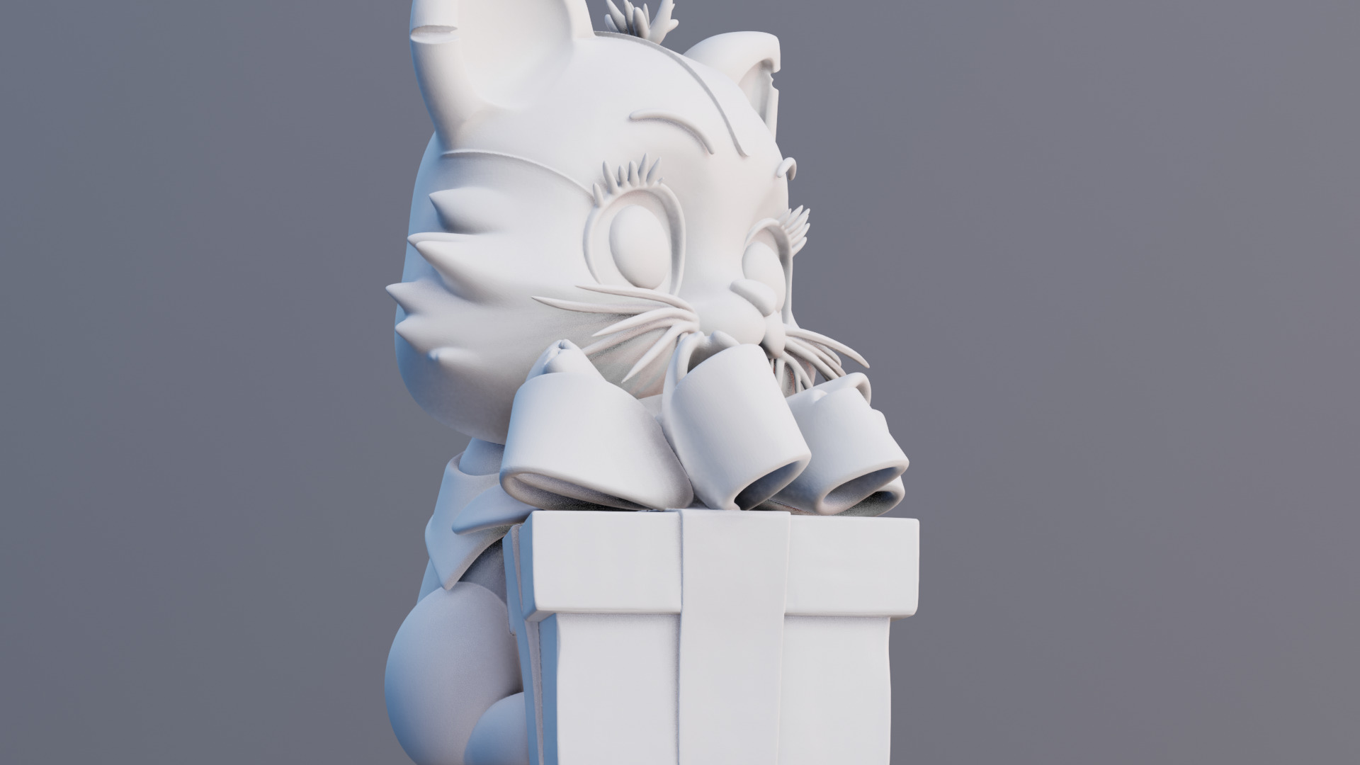 Gift Meow 3D Printable Cat Holding Christmas Present 3D print model_8