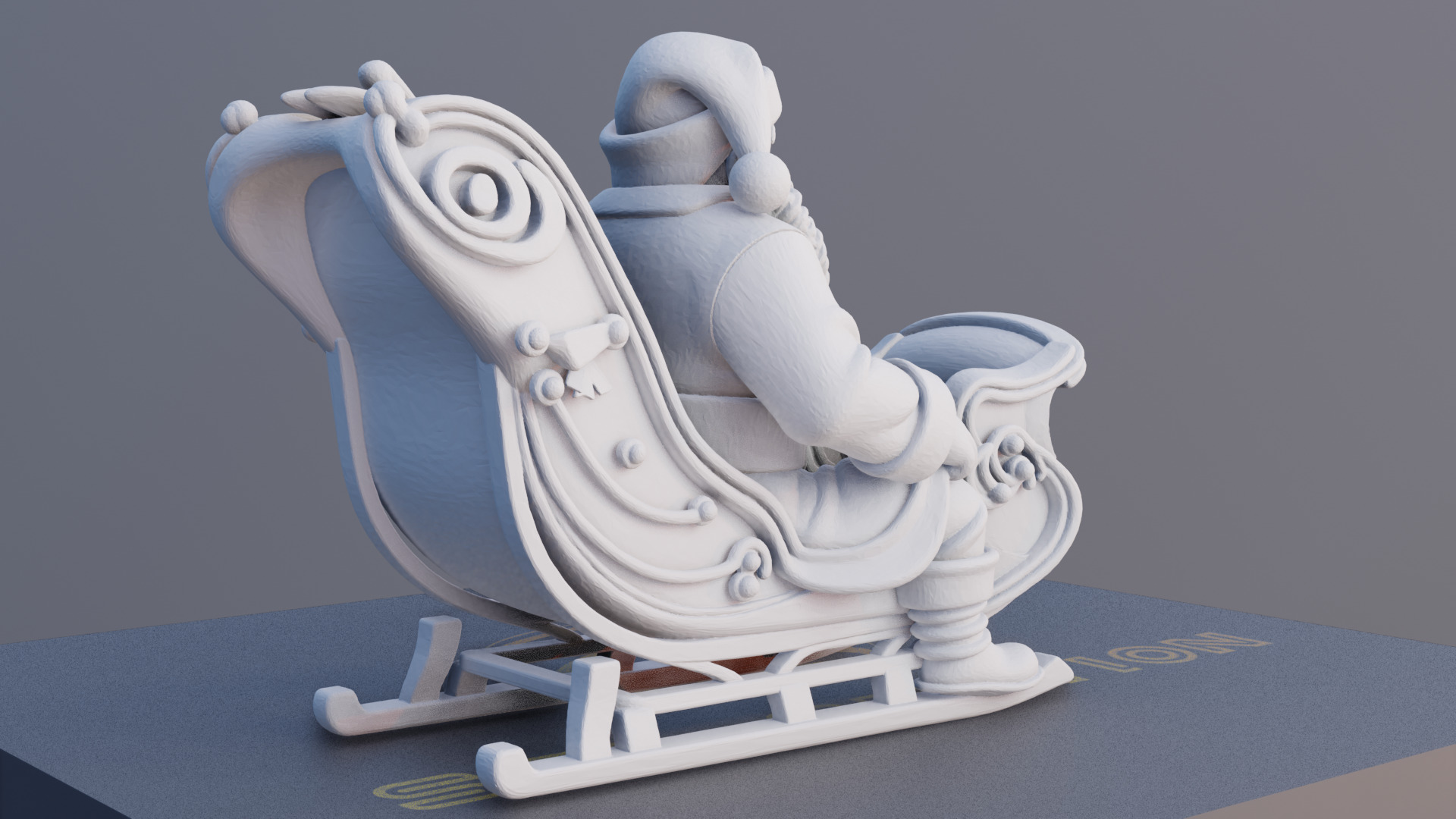 Santa in Sleigh 3D Printable Christmas Model 3D print model_6