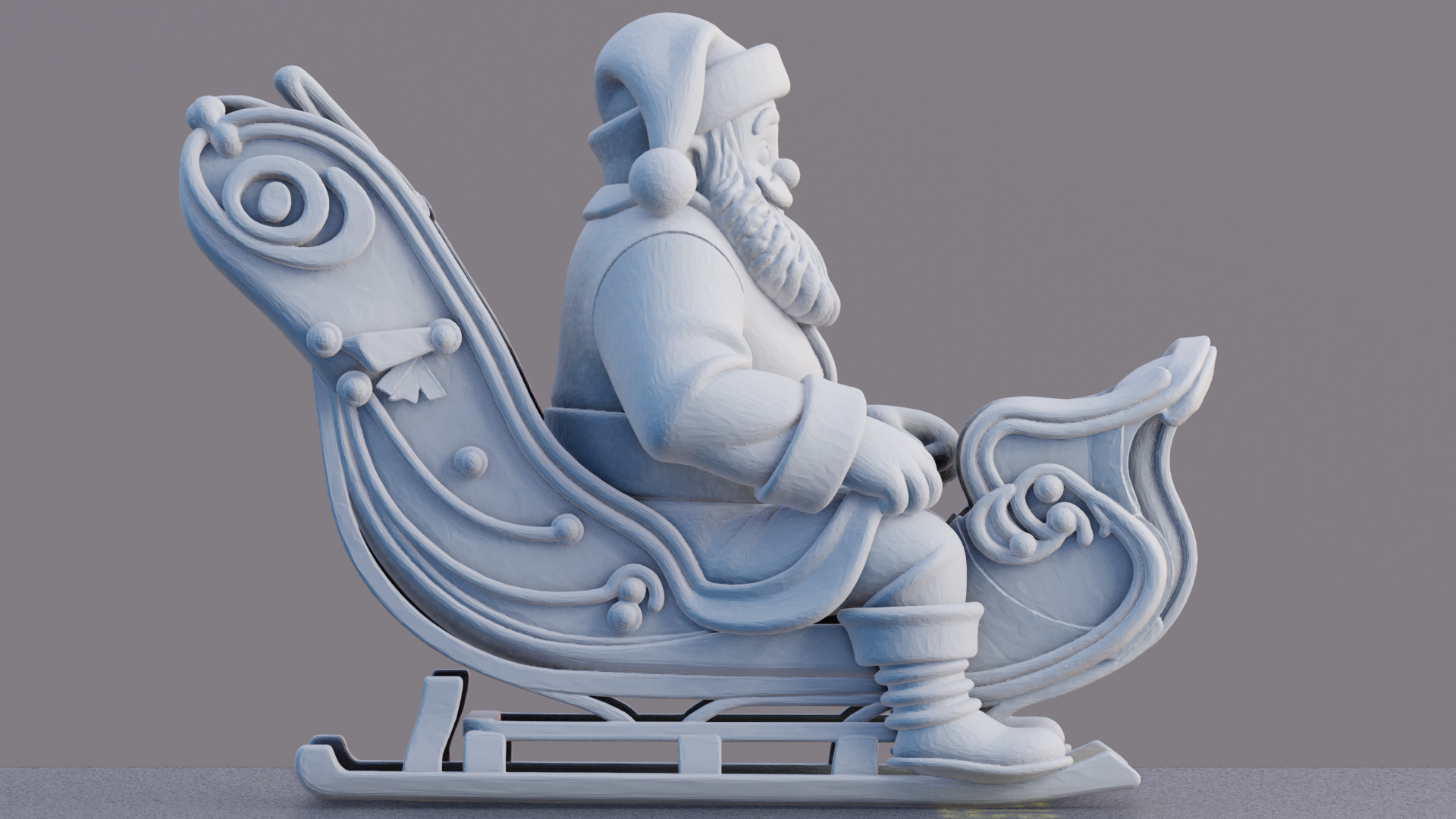 Santa in Sleigh 3D Printable Christmas Model 3D print model_11
