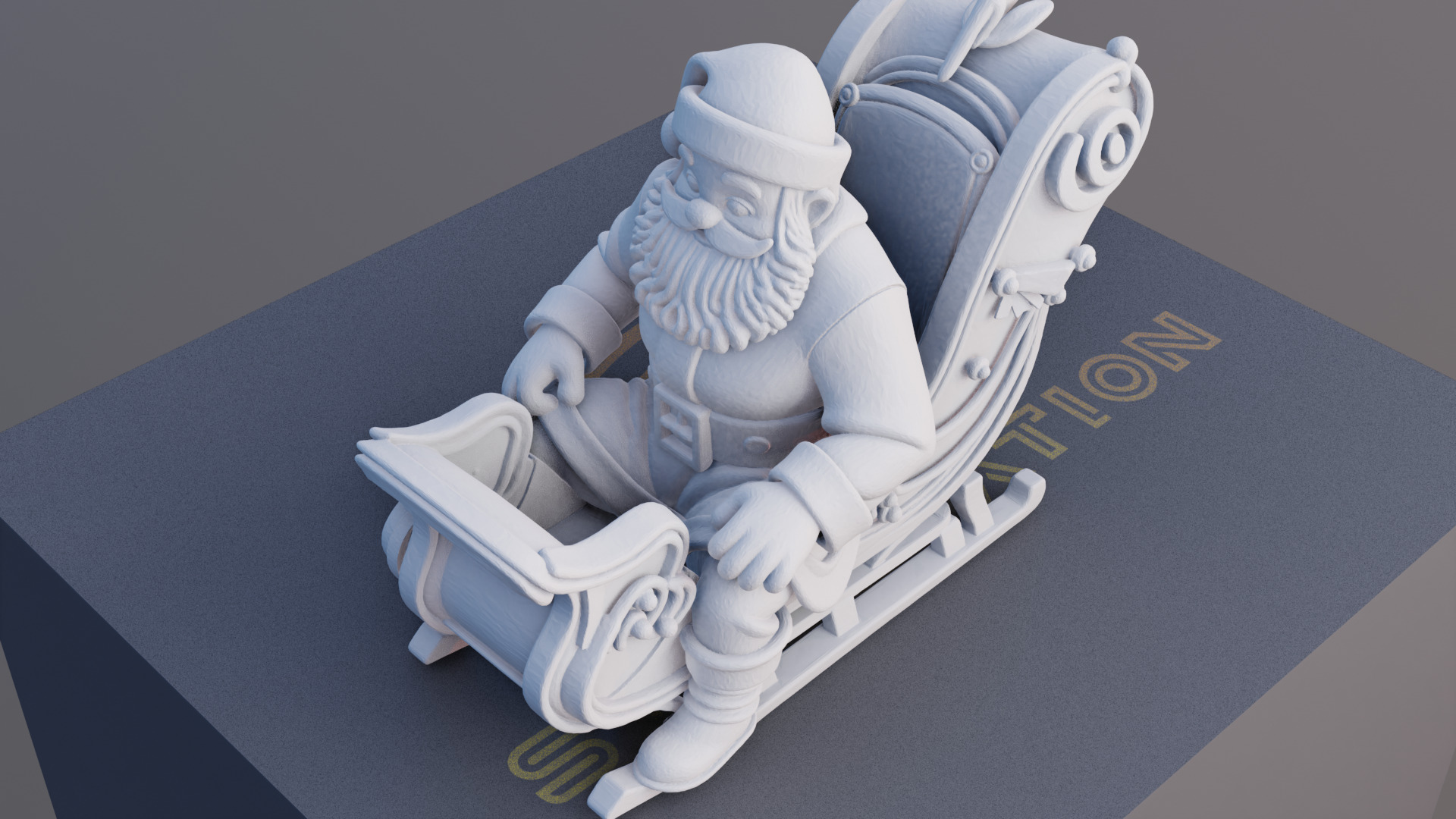 Santa in Sleigh 3D Printable Christmas Model 3D print model_9