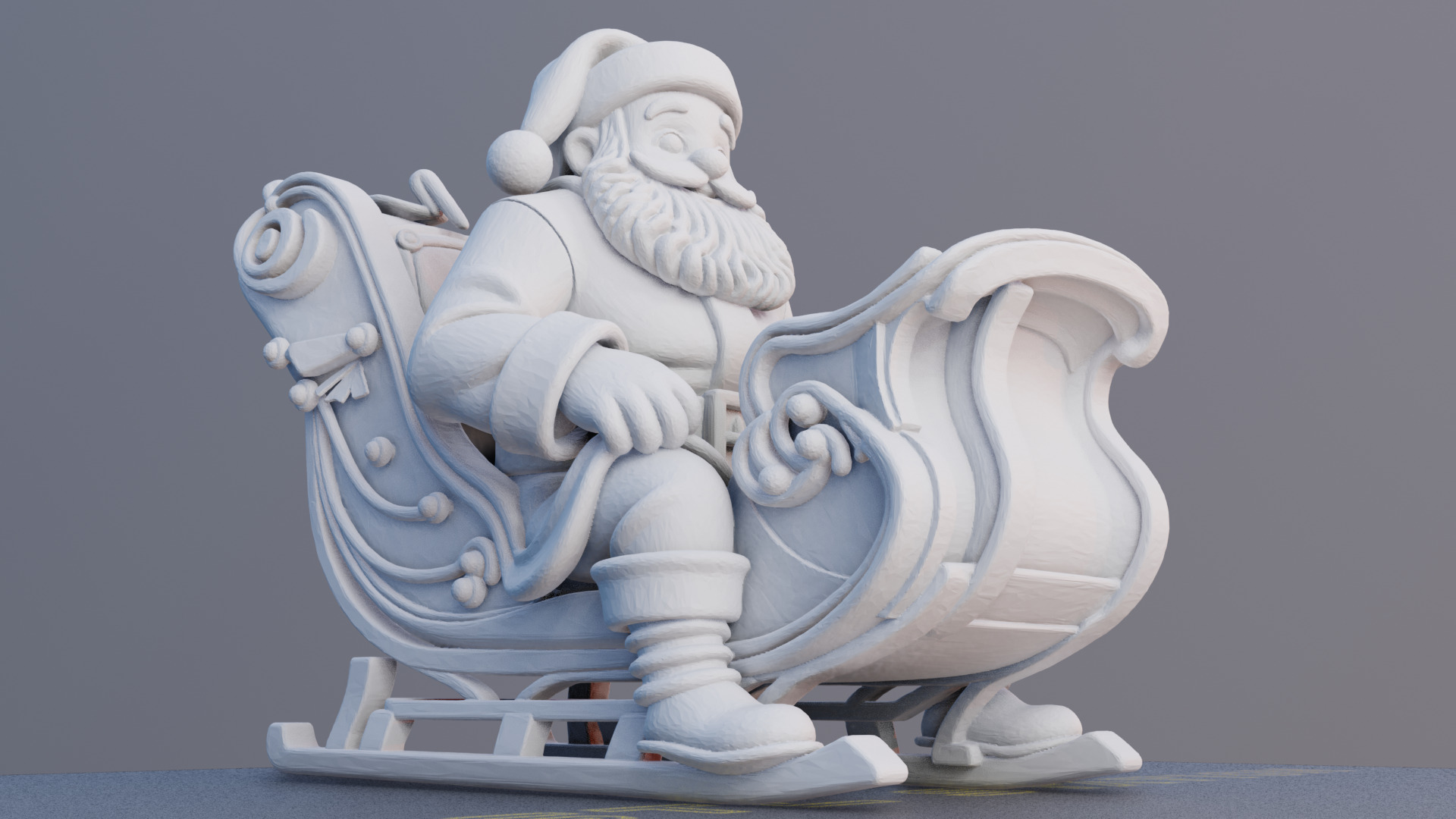 Santa in Sleigh 3D Printable Christmas Model 3D print model_12