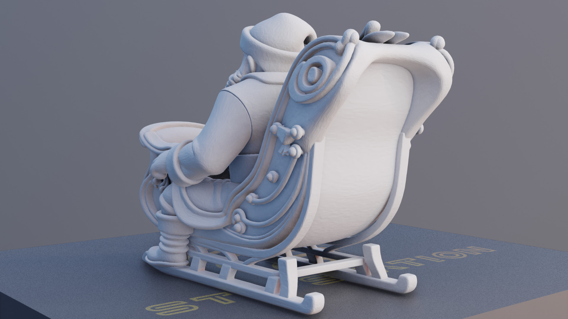 Santa in Sleigh 3D Printable Christmas Model 3D print model_7